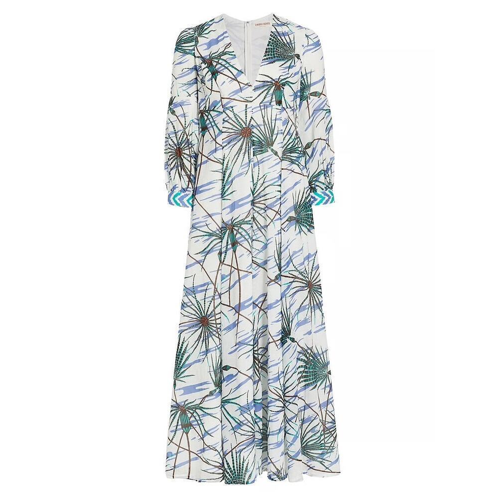 Emporio Sirenuse Lena Papyrus Floral Maxi Dress 8 Cotton Resort Italy - Picture 6 of 16
